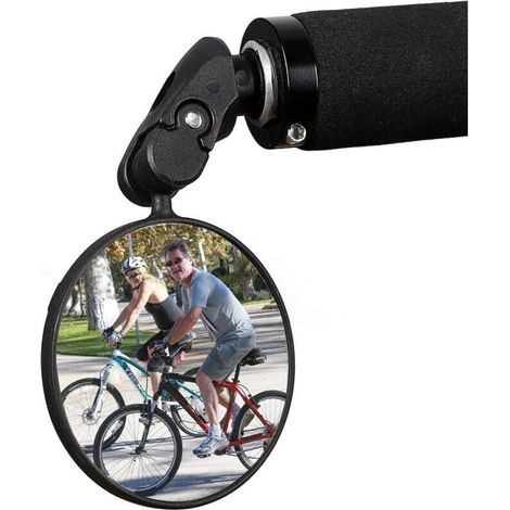 Rétroviseur de vélo HD convexe - Rotatif à 360° - Pliable - Résistant aux chocs - Pour guidon de vélo électrique, VTT, vélo de course - 17,4-22 mm