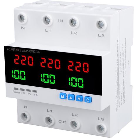 Interrupteur de transfert automatique 100A 4P double alimentation triphasé réglable protection surintensité surtension sous-tension pour générateurs onduleurs réseau (1/5)