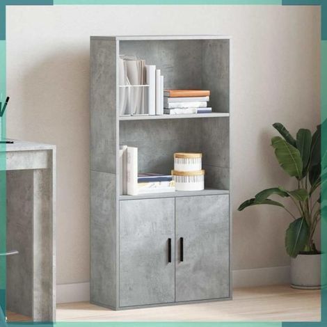 860421 Bibliothèque gris béton 60x24x120 cm bois d'ingénierie (1/5)