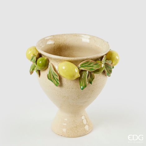 EDG Enzo De Gasperi Vaso Freaky Limoni Coppa H 26,5 Cm D 26,5 Cm Ceramica Waterproof Yellow Green