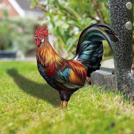 Gartenstatue „Hahn“ – Wetterfeste Hühnerstall-Dekoration für den Außenbereich – Freistehende Skulptur für den Garten