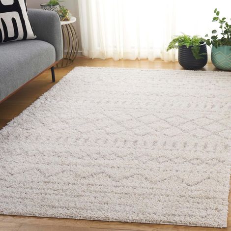 Tapis rond Arizona Shag Collection 91 cm (3 pi) marron/ivoire ASG741B style marocain, non pelucheux, idéal pour salon, chambre, salle à manger ou entrée. Épaisseur : 4 cm (1,6 po).