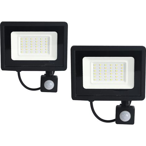 Projecteurs muraux LED d'extérieur, lot de 2, 50 W, blanc froid, détecteur de mouvement, 180-265 V, aluminium, indice de protection IP66, 6500 K (1/5)