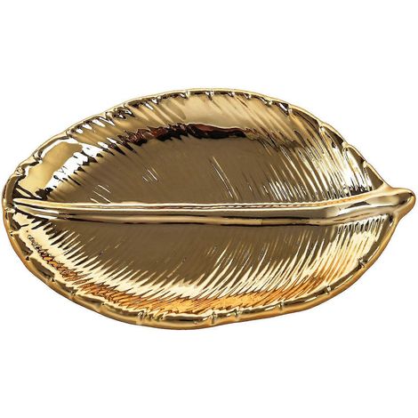 Dekorative Blattgoldplatte, Keramikschale, Porzellan, Süßigkeiten-Schmuckschale, Schmuck, Obst-Serviertablett (1/4)