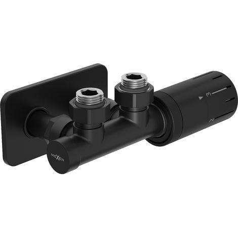 Mexen G05 conjunto termostático angular con cubremáscara S, Duplex, DN50, negro - W907-958-910-70 (1/3)
