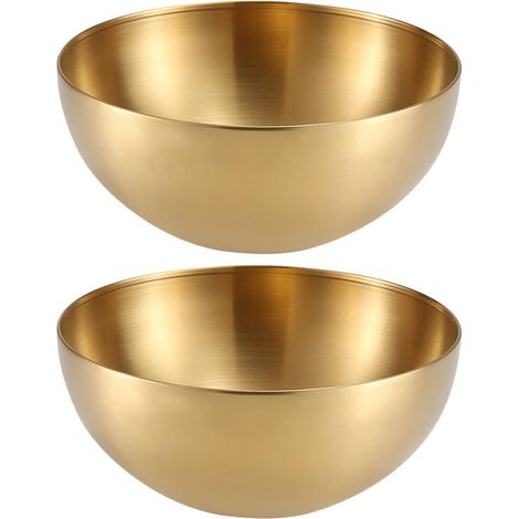 Lot de 2 saladiers en acier inoxydable - Bol de service multifonction pour nouilles fruits et collations - Design élégant pour le quotidien et les fêtes - Ustensiles de cuisine robustes (1/5)