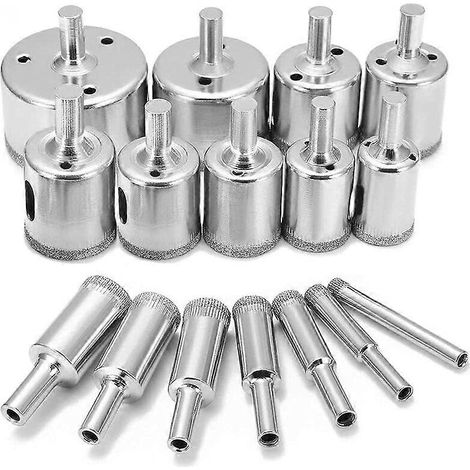 Diamantboor, glasgatenzaag 6-50 mm met diamantcoating, koolstofstaal voor glas, keramiek, porselein, keramische tegels, marmer (16 stuks) (1/5)
