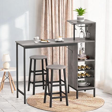 Ensemble table de bar et tabourets 121,5 x 40 x 122 cm (1/5)