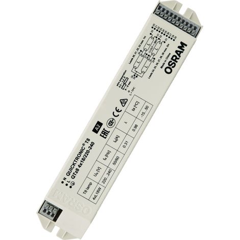 Osram – Ballast électronique QuickTronic QTP Z8 T8 4x18W – Tension 220-240V – Redémarrage automatique – Boîtier compact pour luminaires