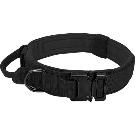 Collar táctico para perros, correa ajustable de entrenamiento militar, asa y cierre de metal resistente.