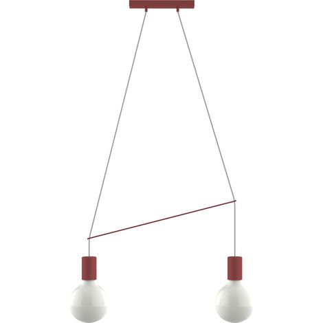 LUMICOM  KELLY Sospensione, 2X E27, max 42W, metallo, rosso cowhide, L.40cm (1/2)