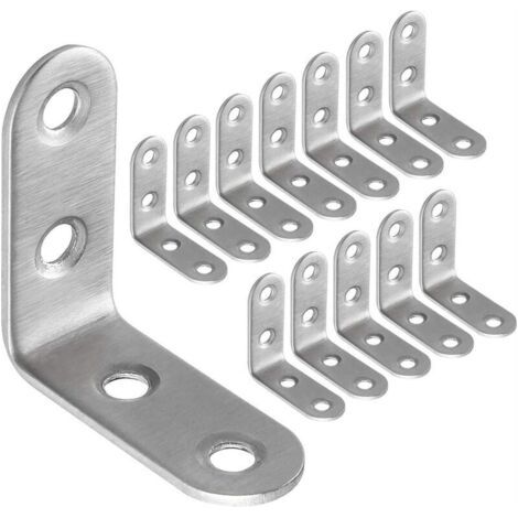 ALLIANDIS50pcs Équerre de Fixation Inox 40x40mm, Renforts d'Angle pour la Fixation et la Réparation de Meubles, Renforcer les Joints, Argent (1/5)