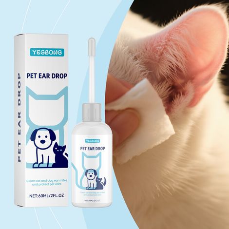 Ohrentropfen für Haustiere, geeignet für Katzen und Hunde, sanft reinigende und pflegende Ohrentropfen – 60 ml -- DE (1/5)