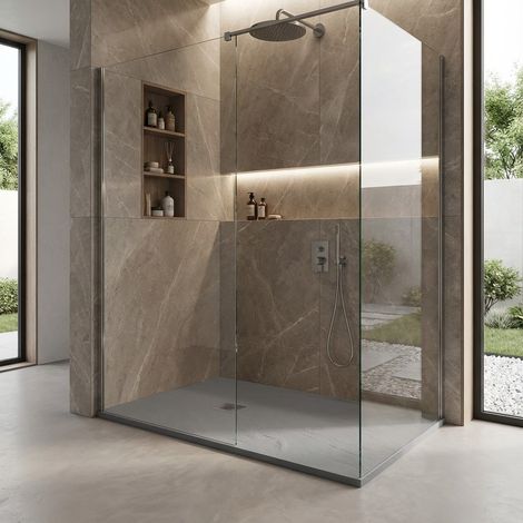 Piatto doccia in resina colore cemento 80x120 cm con griglia e piletta – Showey
