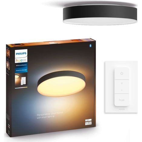 Philips Hue White Ambiance Enrave, Plafoniera Smart, Extra-large, Bluetooh, 48 W, Telecomando Dimmer Switch Inlcuso, Nera (1/5)