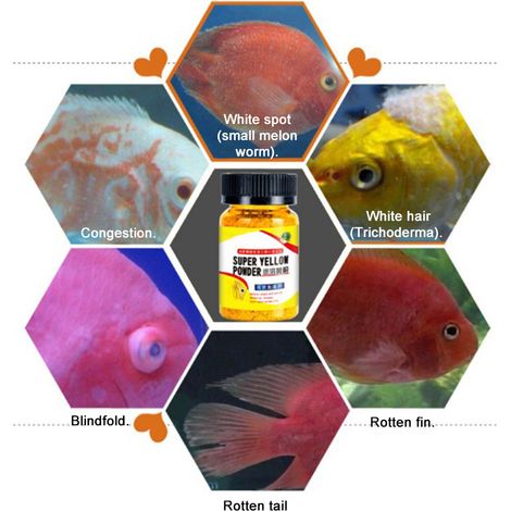 Sofort einsetzbares gelbes Pulver für Aquarien zur Vorbeugung von Infektionen bei Zierfischen (1/5)