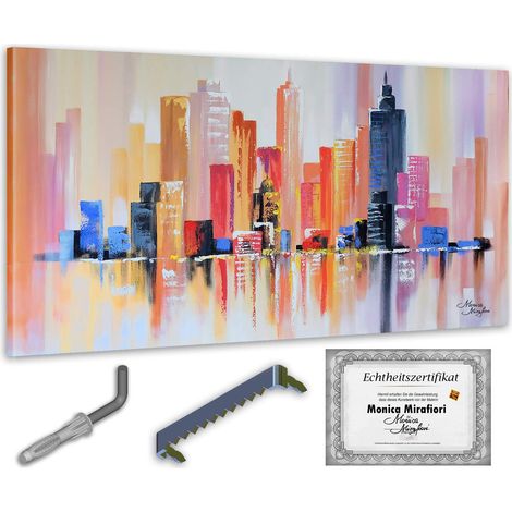 Monica Mirafiori  Rascacielos  140x70cm  Pintura pintada a mano  Pintura acrílica  Pintura acrílica de gran tamaño  Arte moderno  Imágenes artísticas  Pintura pintada a mano (1/5)