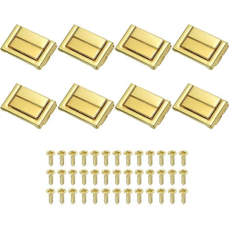 Cierre de palanca de 37 x 25 mm, 8 unidades. Cierre metálico rectangular de estilo retro para joyero, decoración de maleta, caja de herramientas, color dorado. (1/5)