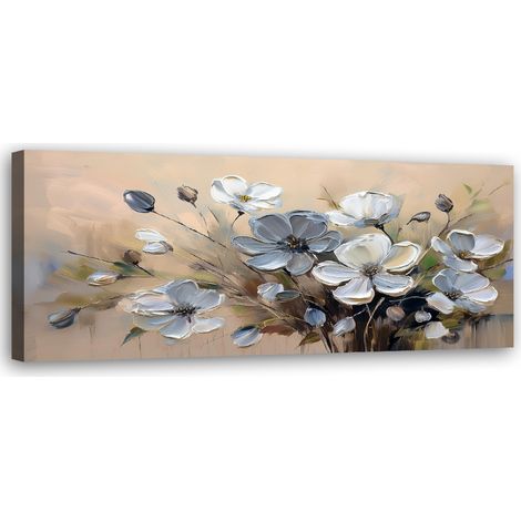 Tableau déco Bouquet de fleurs grises Abstraction 90x30 (1/5)