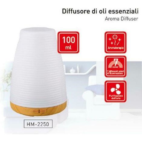 TrAdE Shop Traesio - Diffusore Aromi Oli Essenziali 100 Ml Aromaterapia Profumatore Di Ambiente Casa -