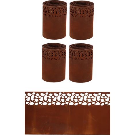 Lot de 4 Bordures de 4,8m soit 19,2 mètres linéaires de Bordures Mouchées Rouillées - Métal Marron - 1920 x H 20 cm - Livraison gratuite (1/5)