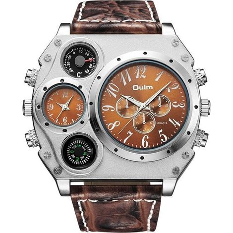 Montre ronde cool avec thermomètre et double cadran horaire (1/4)