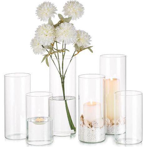 vases cylindriques en verre transparent pour décoration de table de mariage, bougies piliers, (15/20/25 cm) (1/5)