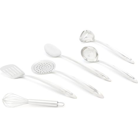 Set de 6 utensilios de cocina de acero inoxidable