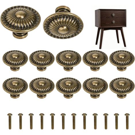 Lot de 12 poignées de meubles vintage à motifs floraux, poignées de porte/tiroir de style rétro de 32 mm, avec vis pour une installation facile, convenant aux tiroirs, armoires, penderies et commodes. (1/5)