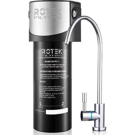 Sistema de Filtración de agua que elimina metales pesados, impurezas químicas, malos olores y sabores con grifo dispensador