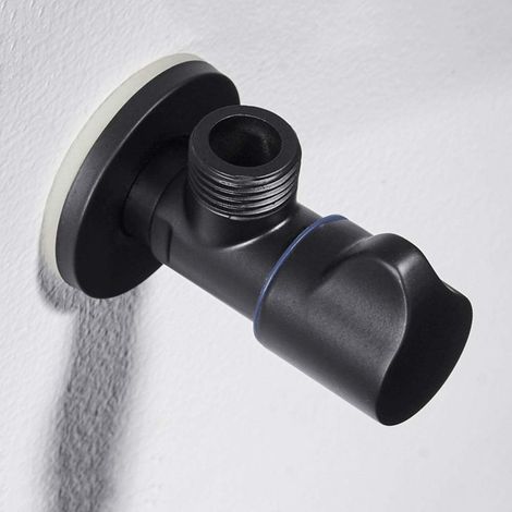 Tout le cuivre noir chaud et froid épais robinet de vanne d'arrêt d'eau robinet de bassin bassin de bassin en céramique brosse de toilette vanne triangulaire carrée Interface G1 / 2 (1/4)