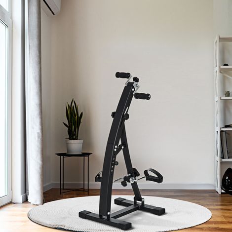 Bicicleta estática con pedales para rehabilitación de brazos y piernas, 40 cm de largo x 42,5 cm de ancho x 100 cm de alto, manillar regulable en altura, color negro. (1/5)