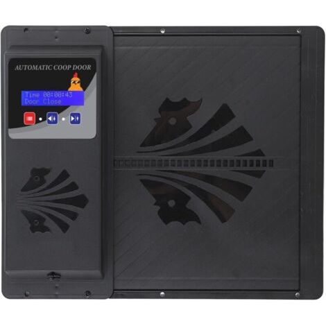 Pair SjlerstPorte automatique de poulailler électrique avec minuterieAffichage LEDConception anti-pincementPlastique durable noir (1/5)