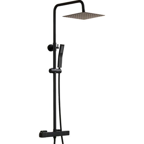 Robinet de douche thermostatique, mitigeur chromé, protection contre les brûlures, Noir, G1/2 (1/2)