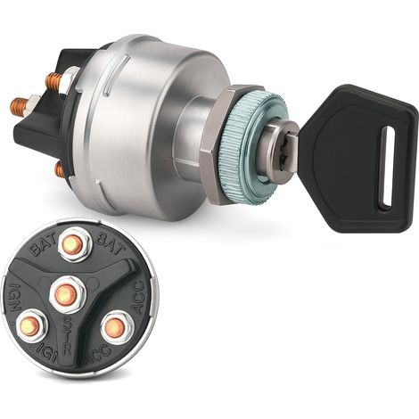 Universal 4-position ignition key switch for 12V car, truck, tractor, trailer, forklift - Acc / Off / IGN / (Start)