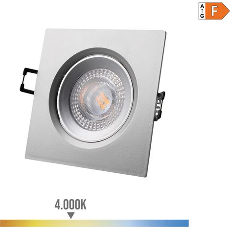 DOWNLIGHT LED EMPOTRABLE CUADRADO 5W 4000K LUZ DIA COLOR CROMO 9x9cm EDM (1/3)