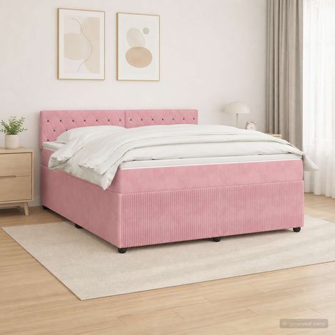 vidaXL Lit boxspring avec matelas Rose 140 x 190 cm Velours (1/5)