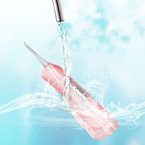 Brosse à dents hydropulseur sans fil, nettoyage profond, soulagement douleur, élimine mauvaise haleine, irrigateur oral portable rose, hygiène dentaire facile (1/4)
