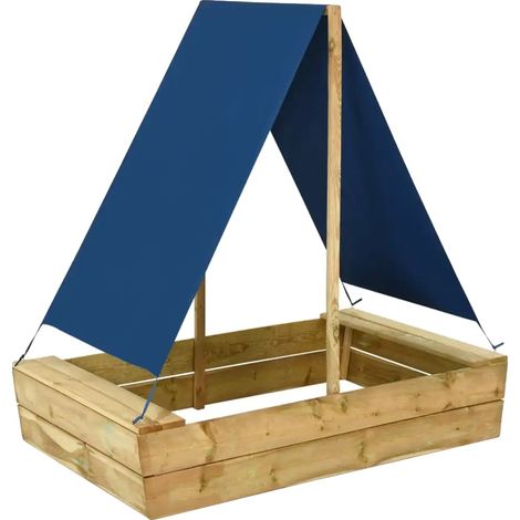 Sandkasten, imprägniertes Kiefernholz, Schutzdach, armeegrün (1/2)