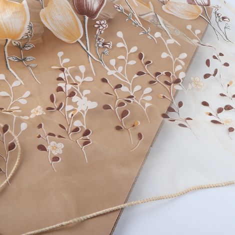 Dekorativer Fenstervorhang 100×200cm mit orangefarbenem Tulpenmuster (1/5)