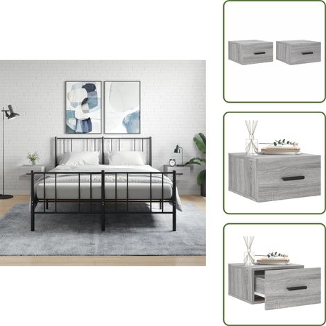 Mesita de noche gris - vidaXL Mesitas de noche de pared 2 uds color gris Sonoma 35x35x20 cm - Mesita de noche Sonoma