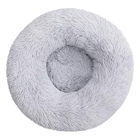 Litière pour chat litière pour chat lit pour chien beignet rond en peluche douce lit pour chat rond pour animal de compagnie lit pour chat doux (gris clair 40 cm) (1/2)