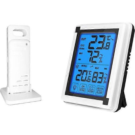 Station météo extérieure sans fil avec thermomètre et hygromètre °F/°C et 3 capteurs de prévision