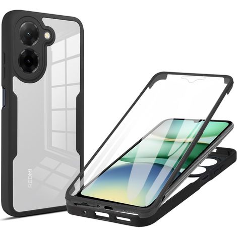 Coque pour Xiaomi Redmi A5 4G, Protection D'écran Intégrée Housse Antichoc Militaire Double Face, Case Bumper Anti-Rayures en Silicone Transparent à 360°. Noir (1/5)