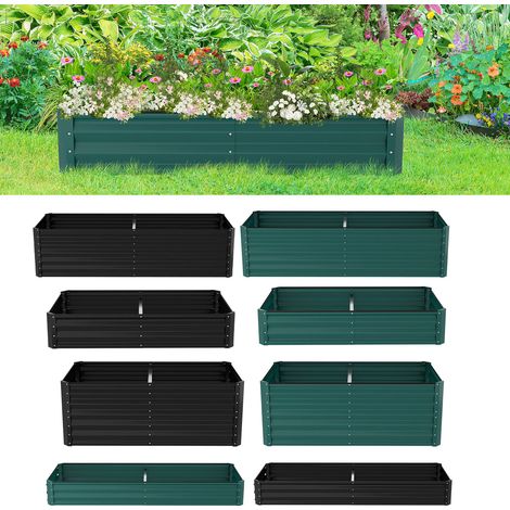 SWANEW Hochbeet aus Stahl Gartenbeet Pflanzkasten Blumenkasten Blumenkübel mit Handschuhe Grün 240 x 90 x 60 cm (1/5)