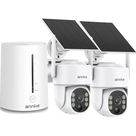 Sistema di videosorveglianza, risoluzione 4MP, alimentazione solare, 2 telecamere, scheda TF da 64GB, senza spina (1/2)
