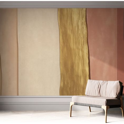 Papier peint adhésif autocollant pour salon chambre à coucher tendance et originale Bandes ondulées 312x219 cm (1/5)