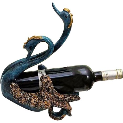 Casier à vin cygne de luxe, meuble de bureau innovant, ornement décoratif pour salon ou bureau, bleu (1/5)