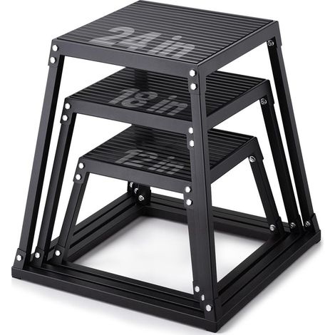 Gym à domicile et crossfit, entraînement complet avec boîtes de pliométrie 3 pcs à revêtement noir (1/5)