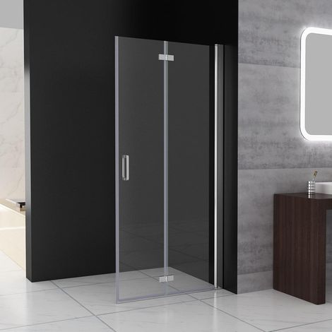 Faltbar Duschwand Walk in Dusche Pendeltüren Duschabtrennung mit Falttür Drehtür Nischentür 6mm NANO Sicherheitsglas Duschtrennwand,100 x 197 cm
